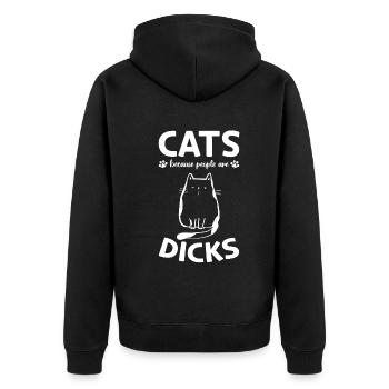 Katzen Weil Menschen Schwänze sind Ich Katzenbesit - Unisex Premium Bio Zip Hoodie - Schwarz - Hinten - Nico (187cm)