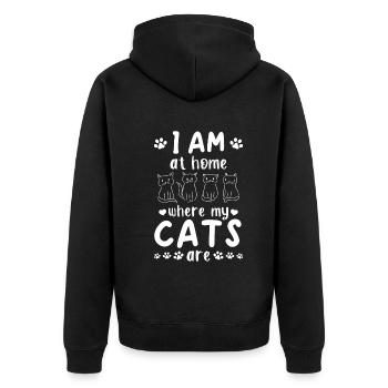 Propriétaire de chat Je suis à la maison où mes chats s - Veste à capuche bio Premium Unisexe - noir - Dos - Nico (187cm)