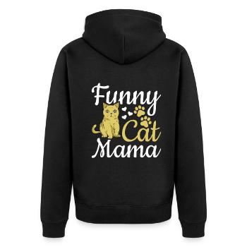 Katze Mama Lustige Katze Mama Niedliche Katze Lieb - Unisex Premium Bio Zip Hoodie - Schwarz - Hinten - Nico (187cm)