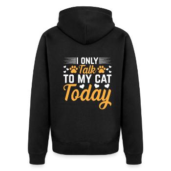 Katzenbesitzer Ich spreche heute nur mit meiner Ka - Unisex Premium Bio Zip Hoodie - Schwarz - Hinten - Nico (187cm)