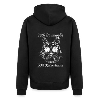 Katzenbesitzer Katzen Spruch 70% Baumwolle 30% Kat - Unisex Premium Bio Zip Hoodie - Schwarz - Hinten - Nico (187cm)