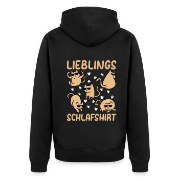 Katzen Schlafshirt Lieblings Schlafshirt Katzen - Unisex Premium Bio Zip Hoodie - Schwarz - Hinten - Nico (187cm)