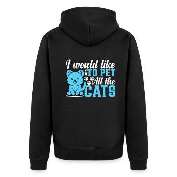 Cat Lover Cute Cats I Would Like To Pet All The Ca - Unisex Premium Organic Zip Hoodie - black - Back - Nico (187cm)