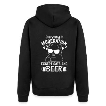 Alles in Maßen außer Katzen und Bier I Funny Cat - Unisex Premium Bio Zip Hoodie - Schwarz - Hinten - Nico (187cm)