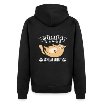 Katzen Schlafshirt Offizielles Schlafshirt Katze - Unisex Premium Bio Zip Hoodie - Schwarz - Hinten - Nico (187cm)