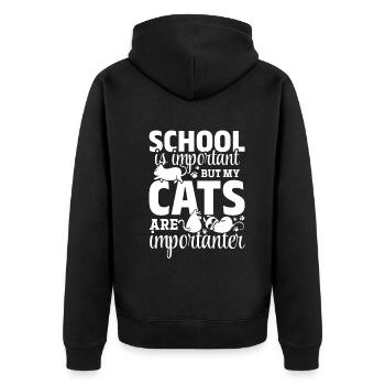 School is important, but my cats are important - Unisex Premium Organic Zip Hoodie - black - Back - Nico (187cm)