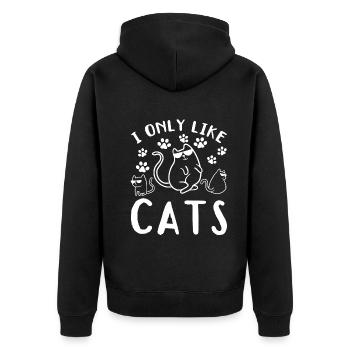 Cat owner Cute cat lover I like - Unisex Premium Organic Zip Hoodie - black - Back - Nico (187cm)