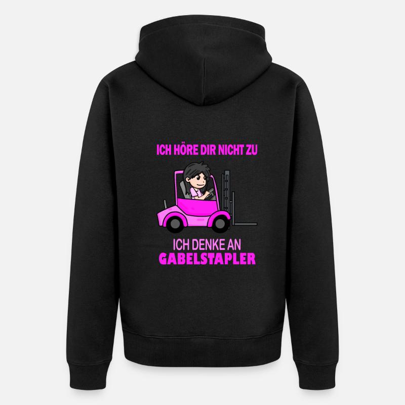 Staplerfahrerin Damen Gabelstapler Stapler - Unisex Premium Bio Zip Hoodie - Schwarz
