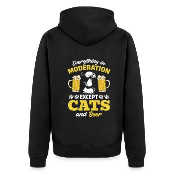 Alles in Maßen außer Katzen und Bier I Cat Lover - Unisex Premium Bio Zip Hoodie - Schwarz - Hinten - Nico (187cm)