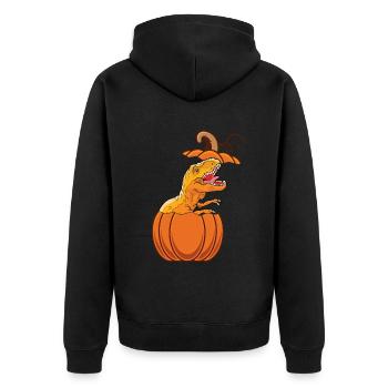 Pumpkin Dino Halloween Pumpkin Dinosaur - Unisex Premium Organic Zip Hoodie - black - Back - Nico (187cm)