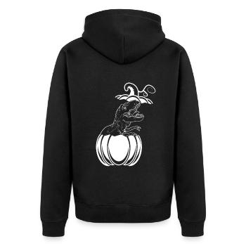 Halloween Kürbis Dino Kürbis Halloween Dinosaurier - Unisex Premium Bio Zip Hoodie - Schwarz - Hinten - Nico (187cm)