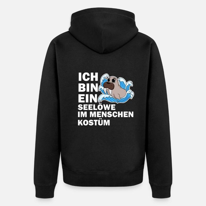 Walross - Unisex Premium Bio Zip Hoodie - Schwarz