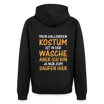 Halloween Spruch Halloween Lustig - Unisex Premium Bio Zip Hoodie - Schwarz - Hinten - Nico (187cm)