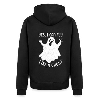 Funny ghost I Yes I can fly like a ghost - Unisex Premium Organic Zip Hoodie - black - Back - Nico (187cm)