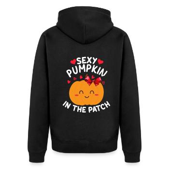 Halloween Party I Sexy Pumpkin in Pavement I Sexy K - Unisex Premium Organic Zip Hoodie - black - Back - Nico (187cm)