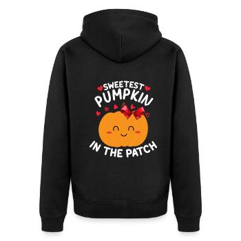 Halloween Sweet Pumpkin I Citrouille la plus douce de la famille - Veste à capuche bio Premium Unisexe - noir - Dos - Nico (187cm)