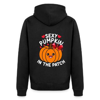 Sexy Pumpkin in Patch I Sexy Pumpkin Halloween Party - Unisex Premium Organic Zip Hoodie - black - Back - Nico (187cm)