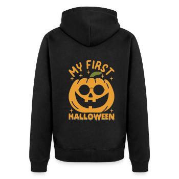 Halloween Baby Newborn Baby My First Halloween - Unisex Premium Organic Zip Hoodie - black - Back - Nico (187cm)