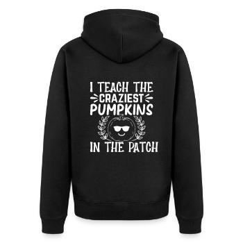 I Teach The Craziest Pumpkins In The Patch - Unisex Premium Organic Zip Hoodie - black - Back - Nico (187cm)