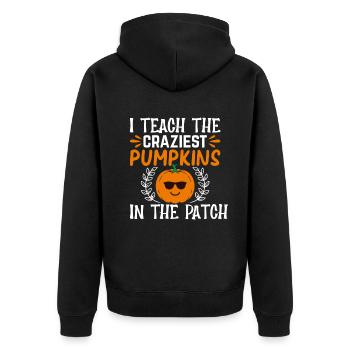 I Teach The Craziest Pumpkins In The Patch - Unisex Premium Organic Zip Hoodie - black - Back - Nico (187cm)