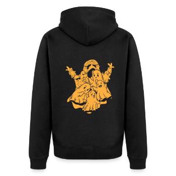 Halloween Ghost with Ghosts I Halloween Ghost - Unisex Premium Bio Zip Hoodie - Schwarz - Hinten - Nico (187cm)