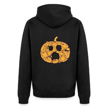 Halloween Pumpkin Ghost I Halloween Ghost - Unisex Premium Organic Zip Hoodie - black - Back - Nico (187cm)