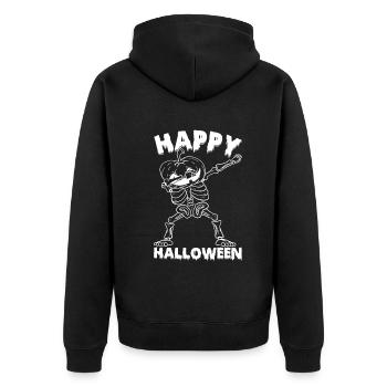 Halloween Dabbing Squelette avec citrouille - Veste à capuche bio Premium Unisexe - noir - Dos - Nico (187cm)