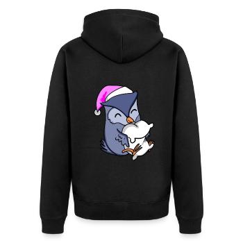 Owl with pillow and sleeping cap - Unisex Premium Organic Zip Hoodie - black - Back - Nico (187cm)