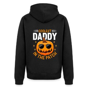 Halloween Coolest Daddy in the Patch I Daddy Pumpk - Unisex Premium Organic Zip Hoodie - black - Back - Nico (187cm)