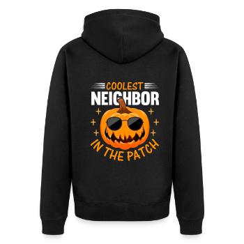 Halloween Pumpkin I Coolest Neighbor in the Patch - Unisex Premium Organic Zip Hoodie - black - Back - Nico (187cm)