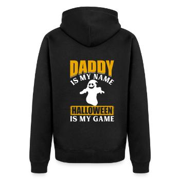 Halloween Party I Daddy is my Name Halloween is my - Unisex Premium Bio Zip Hoodie - Schwarz - Hinten - Nico (187cm)