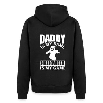 Daddy is my Name Halloween is my Game I Halloween - Unisex Premium Bio Zip Hoodie - Schwarz - Hinten - Nico (187cm)