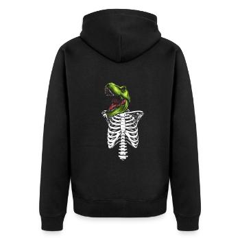 Halloween Dino Skeleton I Funny Halloween Dinosaur - Unisex Premium Organic Zip Hoodie - black - Back - Nico (187cm)