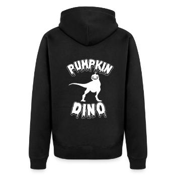 Halloween Pumpkin Dinosaur I Funny Pumpkin Dino - Unisex Premium Organic Zip Hoodie - black - Back - Nico (187cm)