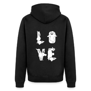 Halloween AMOUR Fantômes Halloween Fantômes Amour - Veste à capuche bio Premium Unisexe - noir - Dos - Nico (187cm)