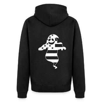 Halloween Ghost America Flag Ghost Halloween Ghost - Unisex Premium Bio Zip Hoodie - Schwarz - Hinten - Nico (187cm)