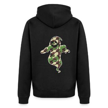 Halloween Ghost Camouflage Flag Ghost - Unisex Premium Bio Zip Hoodie - Schwarz - Hinten - Nico (187cm)