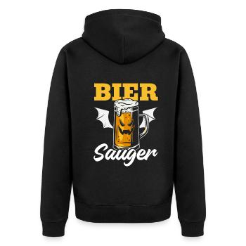 Halloween Bier Sauger I Halloween Bier Vampir - Unisex Premium Bio Zip Hoodie - Schwarz - Hinten - Nico (187cm)