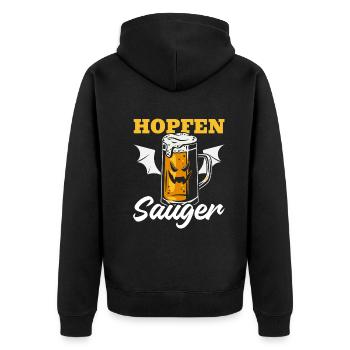 Halloween Hopfen Sauger I Bier Fledermaus - Unisex Premium Bio Zip Hoodie - Schwarz - Hinten - Nico (187cm)