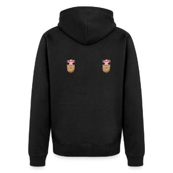 Axolotl Chest Pocket Cute Axolotl Kawaii Axolotl - Unisex Premium Organic Zip Hoodie - black - Back - Nico (187cm)