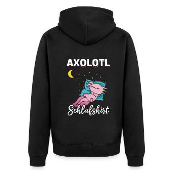 Axolotl Schlafshirt Axolotl Kawaii Cute Axolotl - Unisex Premium Bio Zip Hoodie - Schwarz - Hinten - Nico (187cm)