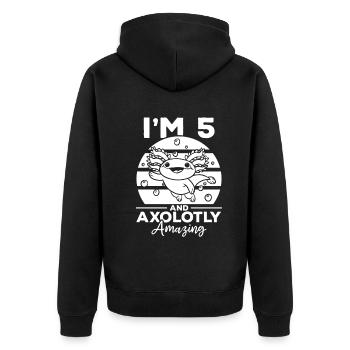 Axolotl I'm 5 And Axolotly Amazing - Axolotl 5 Bir - Unisex Premium Organic Zip Hoodie - black - Back - Nico (187cm)