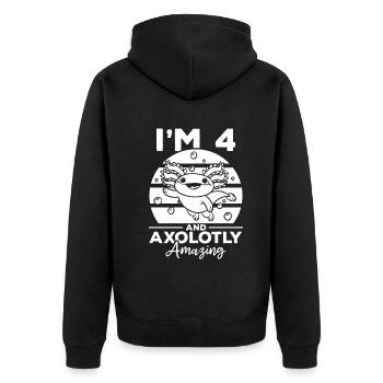 Axolotl I'm 4 And Axolotly Amazing - Axolotl 4 Bir - Unisex Premium Organic Zip Hoodie - black - Back - Nico (187cm)