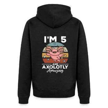 Axolotl I'm 5 And Axolotly Amazing - 5 Birthday - Unisex Premium Organic Zip Hoodie - black - Back - Nico (187cm)