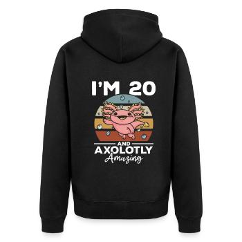 Axolotl I'm 20 And Axolotly Amazing - Axolotl - Unisex Premium Organic Zip Hoodie - black - Back - Nico (187cm)