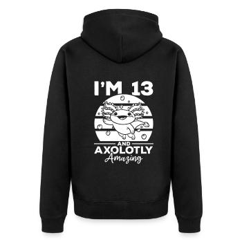 Axolotl I'm 13 And Axolotly Amazing - Axolotl - Unisex Premium Organic Zip Hoodie - black - Back - Nico (187cm)
