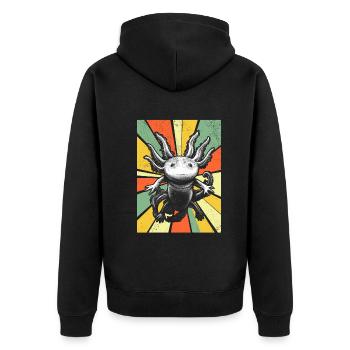 Axolotl Fish Coucher de soleil Axolotl Lover I Retro Axolotl - Veste à capuche bio Premium Unisexe - noir - Dos - Nico (187cm)