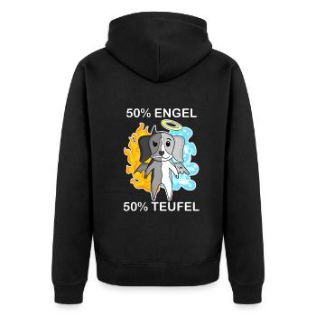 Hund Beagle - Engel und Teufel - Unisex Premium Bio Zip Hoodie - Schwarz - Hinten - Nico (187cm)