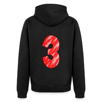 3 - Unisex Premium Bio Zip Hoodie - Schwarz - Hinten - Nico (187cm)