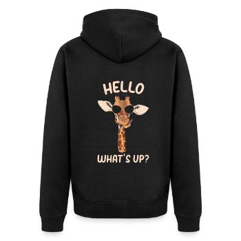 Girafe Zoo Animal Girafe Bonjour Quoi de neuf - Giraf - Veste à capuche bio Premium Unisexe - noir - Dos - Nico (187cm)